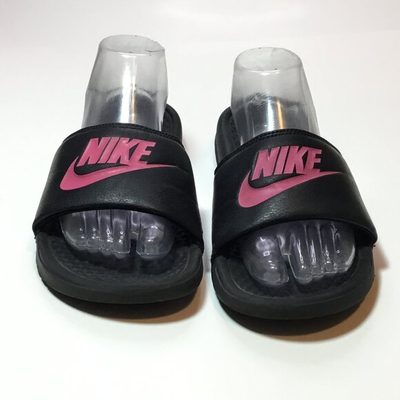 Nike Benassi JDI Slide Sandals Women's Size 9 Flip Flop Black Pink 343881-061 - Picture 1 of 9